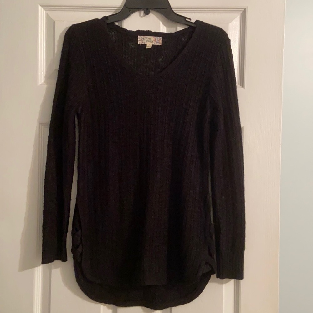 Black sweater with criss cross sides